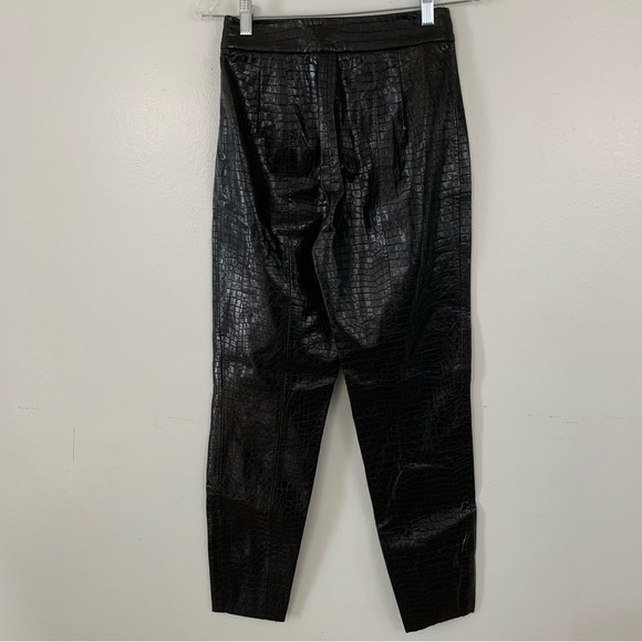 Zara High Waisted Black Embossed Faux Leather Crocodile Print Pants Size S - Picture 7 of 7